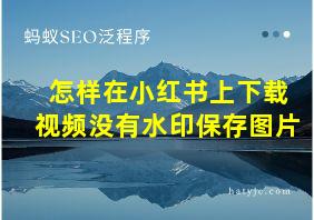 怎样在小红书上下载视频没有水印保存图片