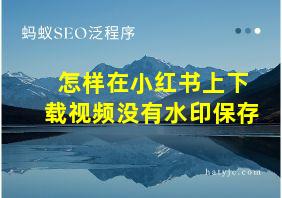 怎样在小红书上下载视频没有水印保存