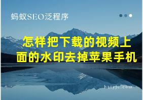 怎样把下载的视频上面的水印去掉苹果手机