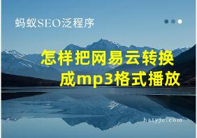 怎样把网易云转换成mp3格式播放