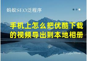 手机上怎么把优酷下载的视频导出到本地相册