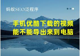 手机优酷下载的视频能不能导出来到电脑