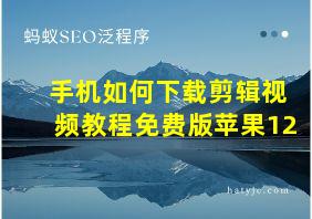 手机如何下载剪辑视频教程免费版苹果12