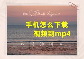 手机怎么下载视频到mp4