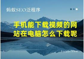 手机能下载视频的网站在电脑怎么下载呢