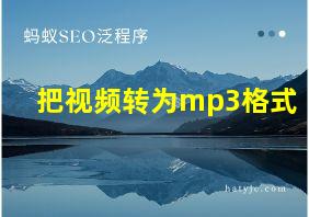 把视频转为mp3格式