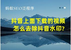 抖音上面下载的视频怎么去除抖音水印?