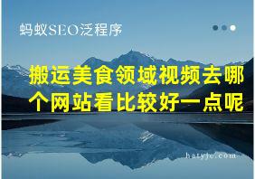 搬运美食领域视频去哪个网站看比较好一点呢