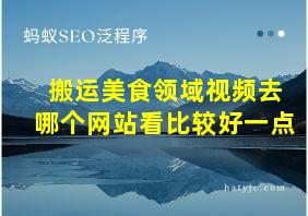 搬运美食领域视频去哪个网站看比较好一点