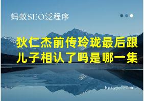 狄仁杰前传玲珑最后跟儿子相认了吗是哪一集