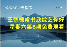 王鹤棣虞书欣综艺你好星期六第8期免费观看