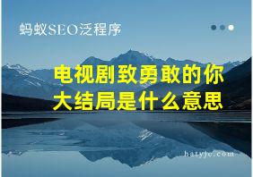 电视剧致勇敢的你大结局是什么意思