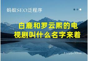 白鹿和罗云熙的电视剧叫什么名字来着