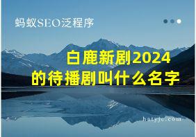 白鹿新剧2024的待播剧叫什么名字