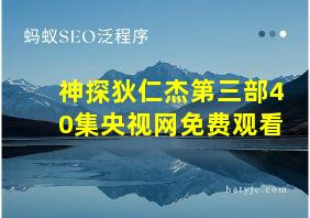 神探狄仁杰第三部40集央视网免费观看