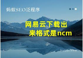 网易云下载出来格式是ncm