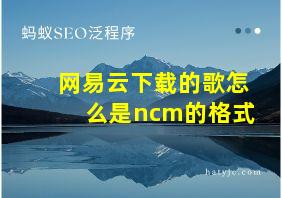 网易云下载的歌怎么是ncm的格式