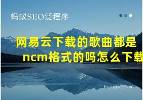 网易云下载的歌曲都是ncm格式的吗怎么下载