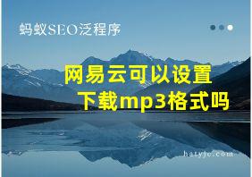 网易云可以设置下载mp3格式吗