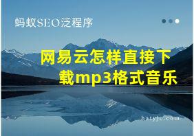 网易云怎样直接下载mp3格式音乐