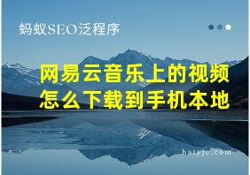 网易云音乐上的视频怎么下载到手机本地