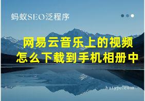 网易云音乐上的视频怎么下载到手机相册中