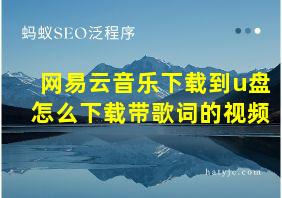 网易云音乐下载到u盘怎么下载带歌词的视频