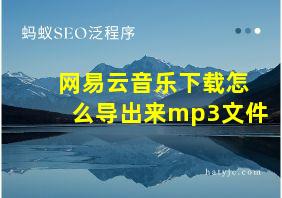 网易云音乐下载怎么导出来mp3文件