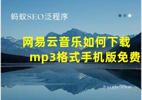 网易云音乐如何下载mp3格式手机版免费