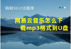 网易云音乐怎么下载mp3格式到U盘