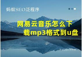 网易云音乐怎么下载mp3格式到u盘