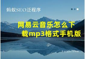 网易云音乐怎么下载mp3格式手机版