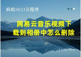 网易云音乐视频下载到相册中怎么删除