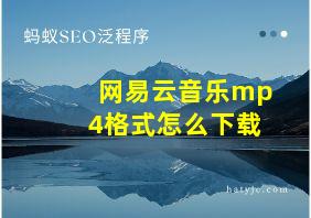 网易云音乐mp4格式怎么下载