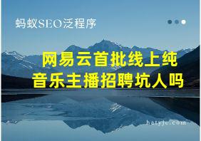 网易云首批线上纯音乐主播招聘坑人吗