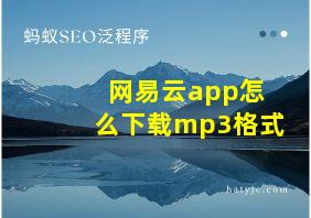 网易云app怎么下载mp3格式