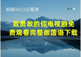 致勇敢的你电视剧免费观看完整版国语下载