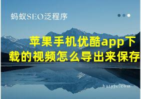 苹果手机优酷app下载的视频怎么导出来保存