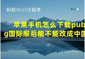 苹果手机怎么下载pubg国际服后能不能改成中国