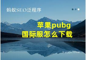 苹果pubg国际服怎么下载