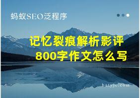 记忆裂痕解析影评800字作文怎么写