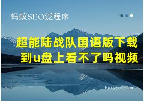 超能陆战队国语版下载到u盘上看不了吗视频