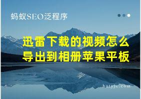 迅雷下载的视频怎么导出到相册苹果平板