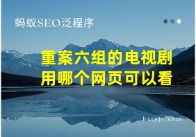 重案六组的电视剧用哪个网页可以看