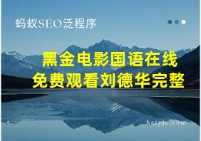 黑金电影国语在线免费观看刘德华完整