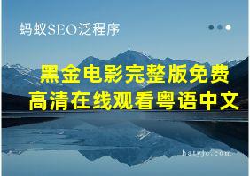 黑金电影完整版免费高清在线观看粤语中文