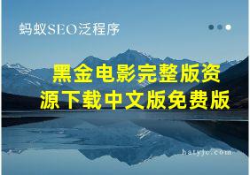 黑金电影完整版资源下载中文版免费版