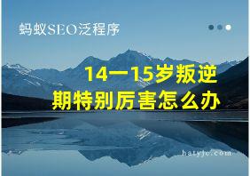 14一15岁叛逆期特别厉害怎么办