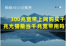 300兆宽带上网购买千兆光猫能当千兆宽带用吗?