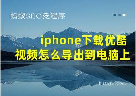 iphone下载优酷视频怎么导出到电脑上